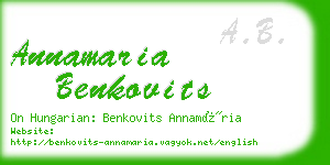 annamaria benkovits business card